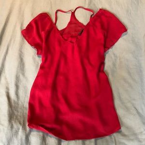 Red cap sleeve blouse